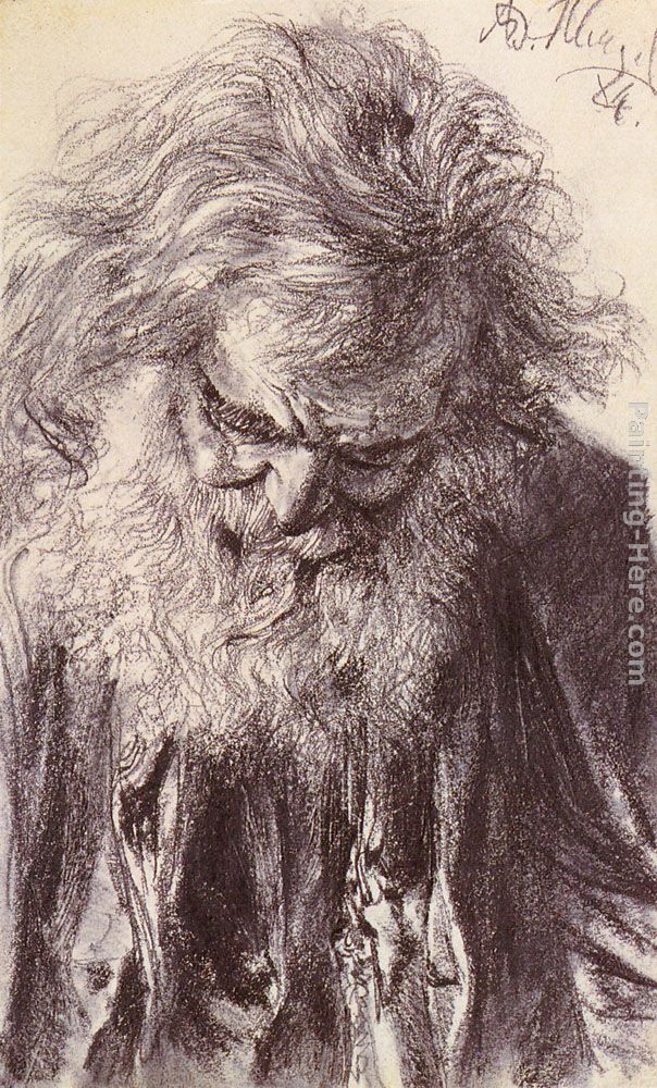 Portrait of an Old Man painting - Adolph von Menzel Portrait of an Old Man art painting